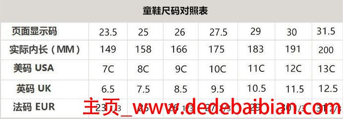 李宁鞋子尺码对照表