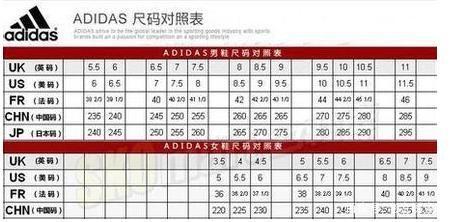 中国鞋子的尺码对照表
