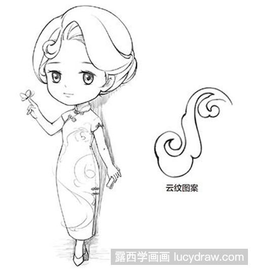 简单的旗袍怎么画