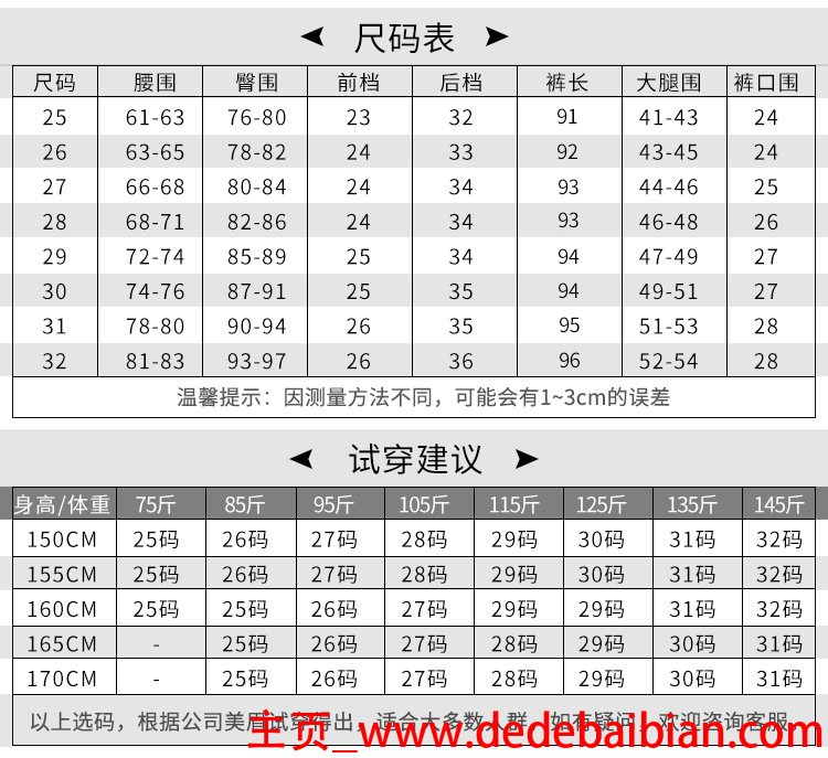 25码的裤子腰围是多少