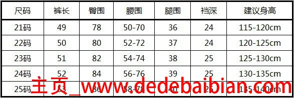 25码的裤子腰围是多少