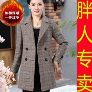 中老年格子呢子假俩件双排扣外套搭配什么裤子