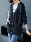 中老年短款开衫毛衣外套女装搭配什么裤子好看