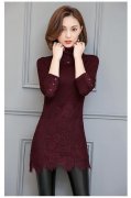 长袖高领蕾丝连衣裙外套搭配什么裤子好看？_
